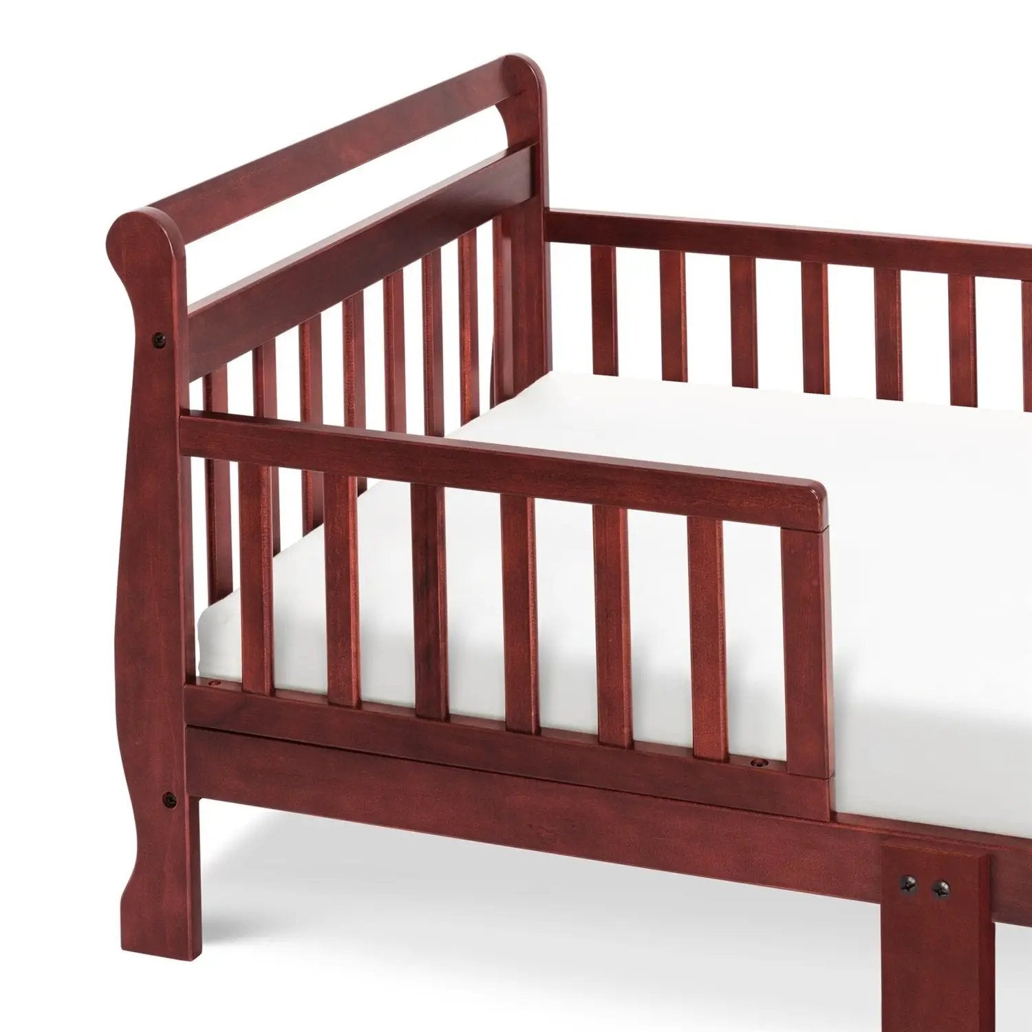 Cherry Modern Slatted Guard Rails Toddler Sleigh Bed by HomePacific