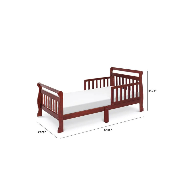 Cherry Modern Slatted Guard Rails Toddler Sleigh Bed by HomePacific