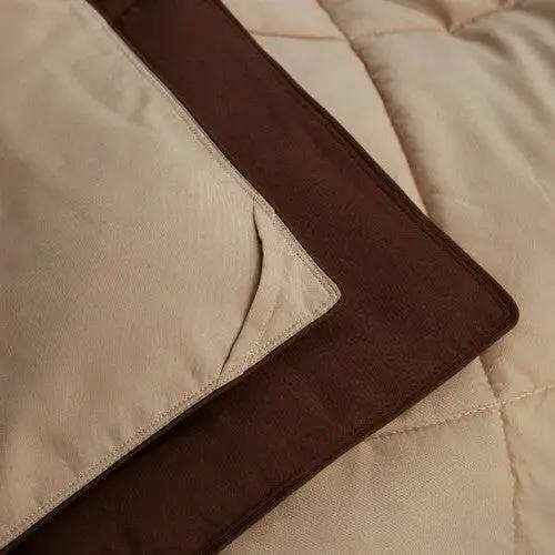 Twin/Twin XL Traditional Microfiber Reversible 3 Piece Comforter Set in Brown by HomePacific