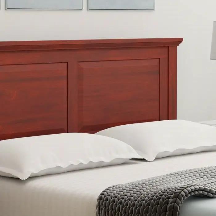 Queen Traditional Solid Oak Wooden Platform Bed Frame with Headboard in Cherry by HomePacific