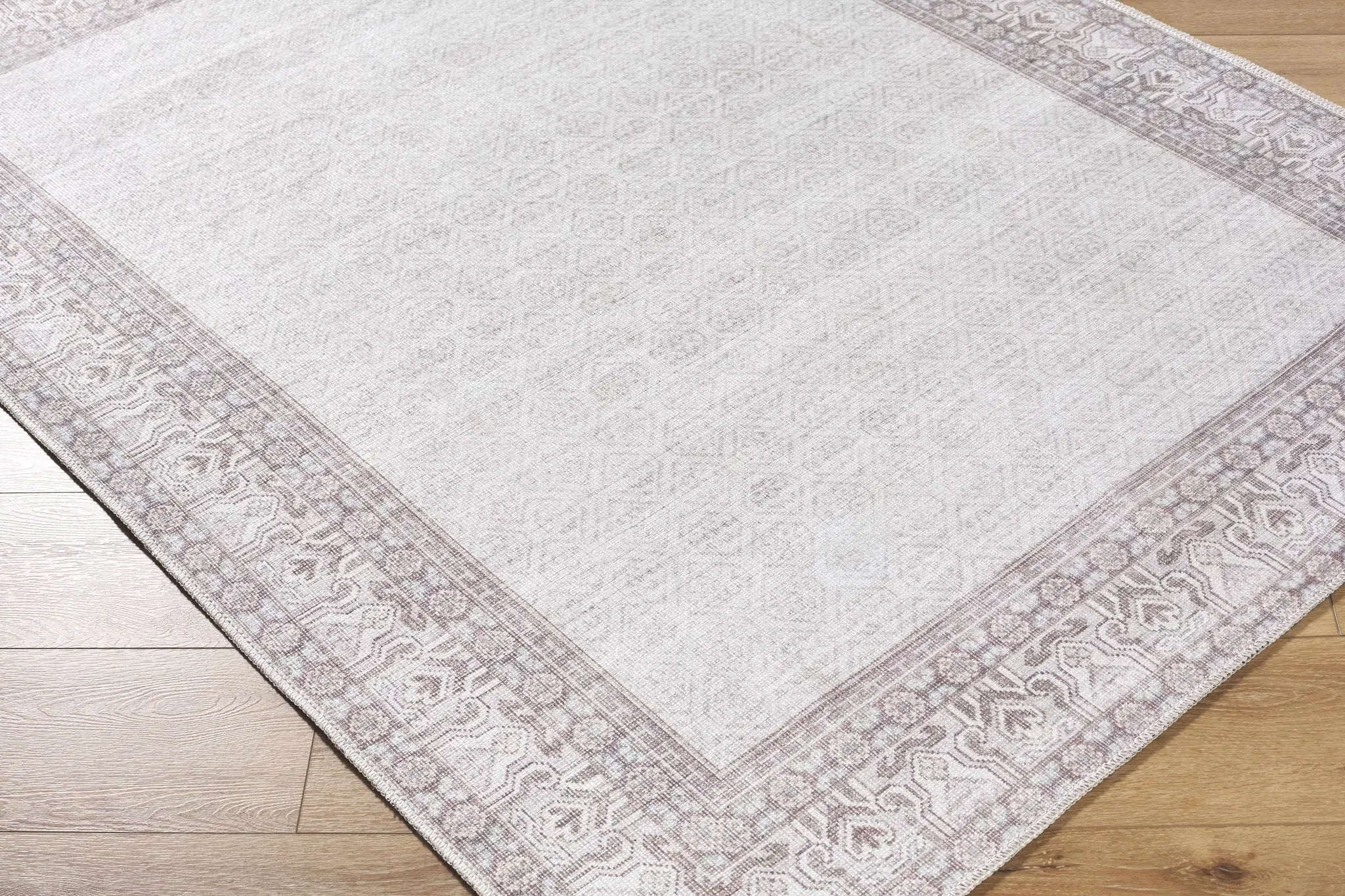 Rainier Cottage Border Brown Washable Rug | Our PNW Home X Livabliss by Boutique Rugs