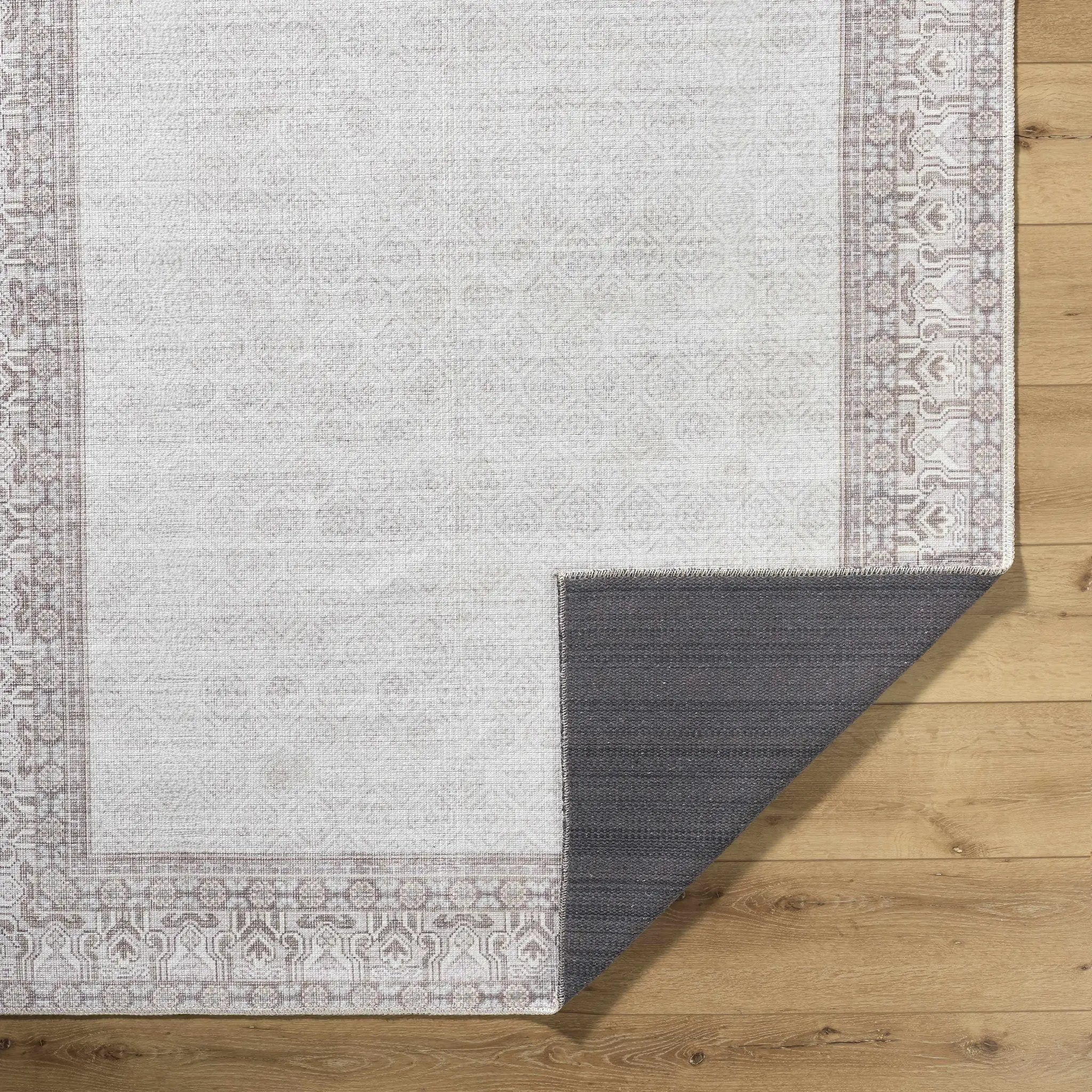 Rainier Cottage Border Brown Washable Rug | Our PNW Home X Livabliss by Boutique Rugs