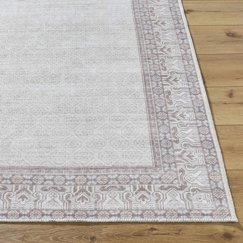 Rainier Cottage Border Brown Washable Rug | Our PNW Home X Livabliss by Boutique Rugs