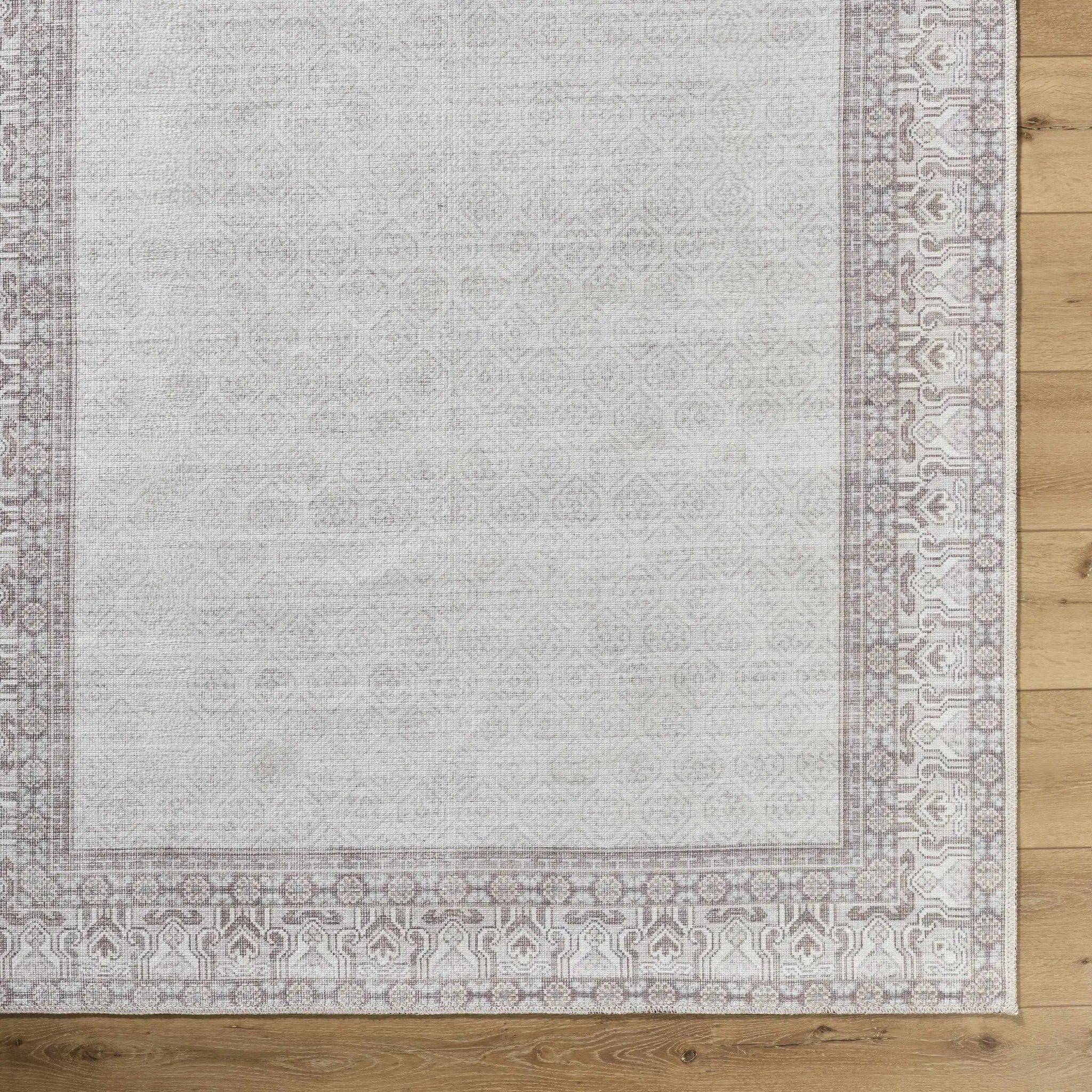 Rainier Cottage Border Brown Washable Rug | Our PNW Home X Livabliss by Boutique Rugs