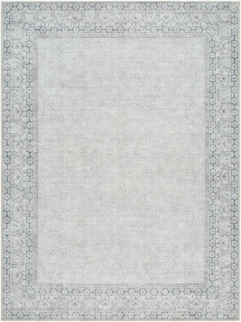 Rainier Cottage Border Gray Washable Rug | Our PNW Home X Livabliss by Boutique Rugs