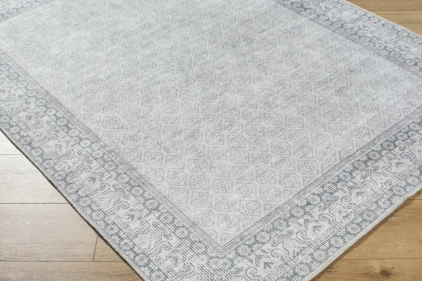 Rainier Cottage Border Gray Washable Rug | Our PNW Home X Livabliss by Boutique Rugs