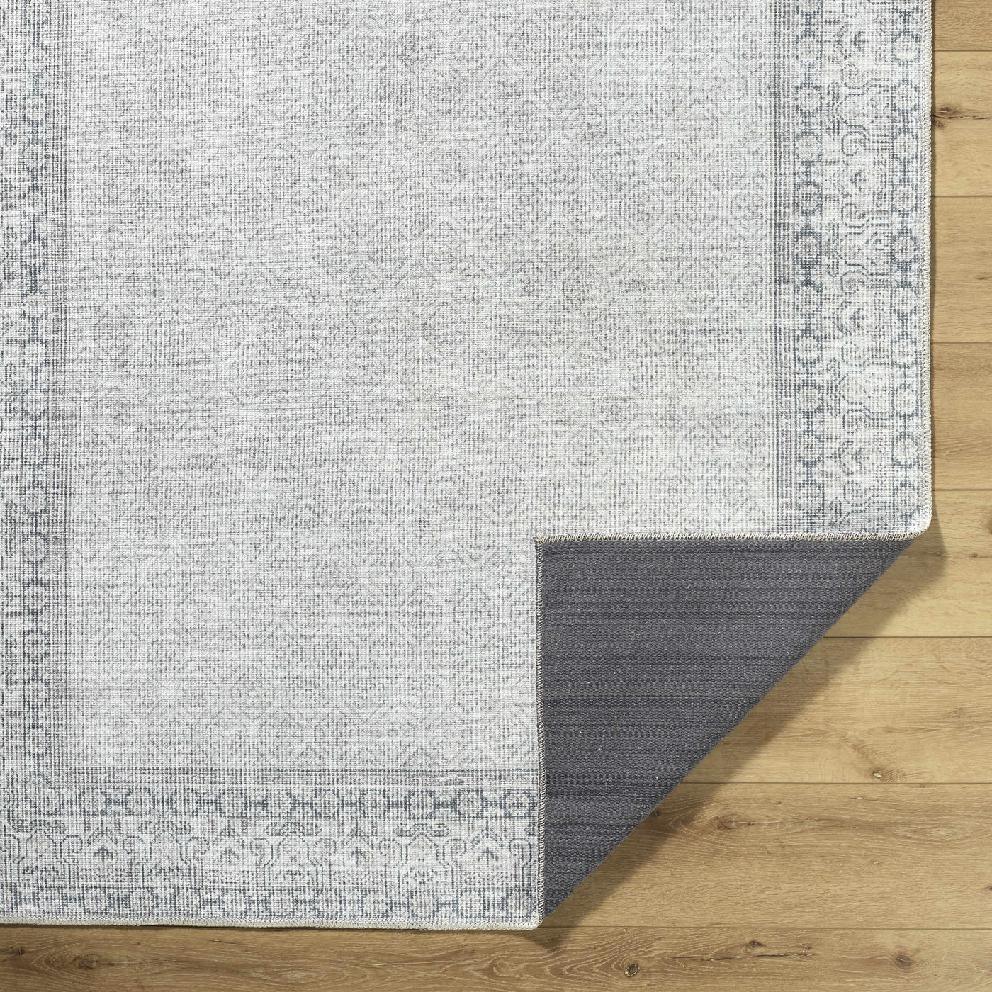 Rainier Cottage Border Gray Washable Rug | Our PNW Home X Livabliss by Boutique Rugs