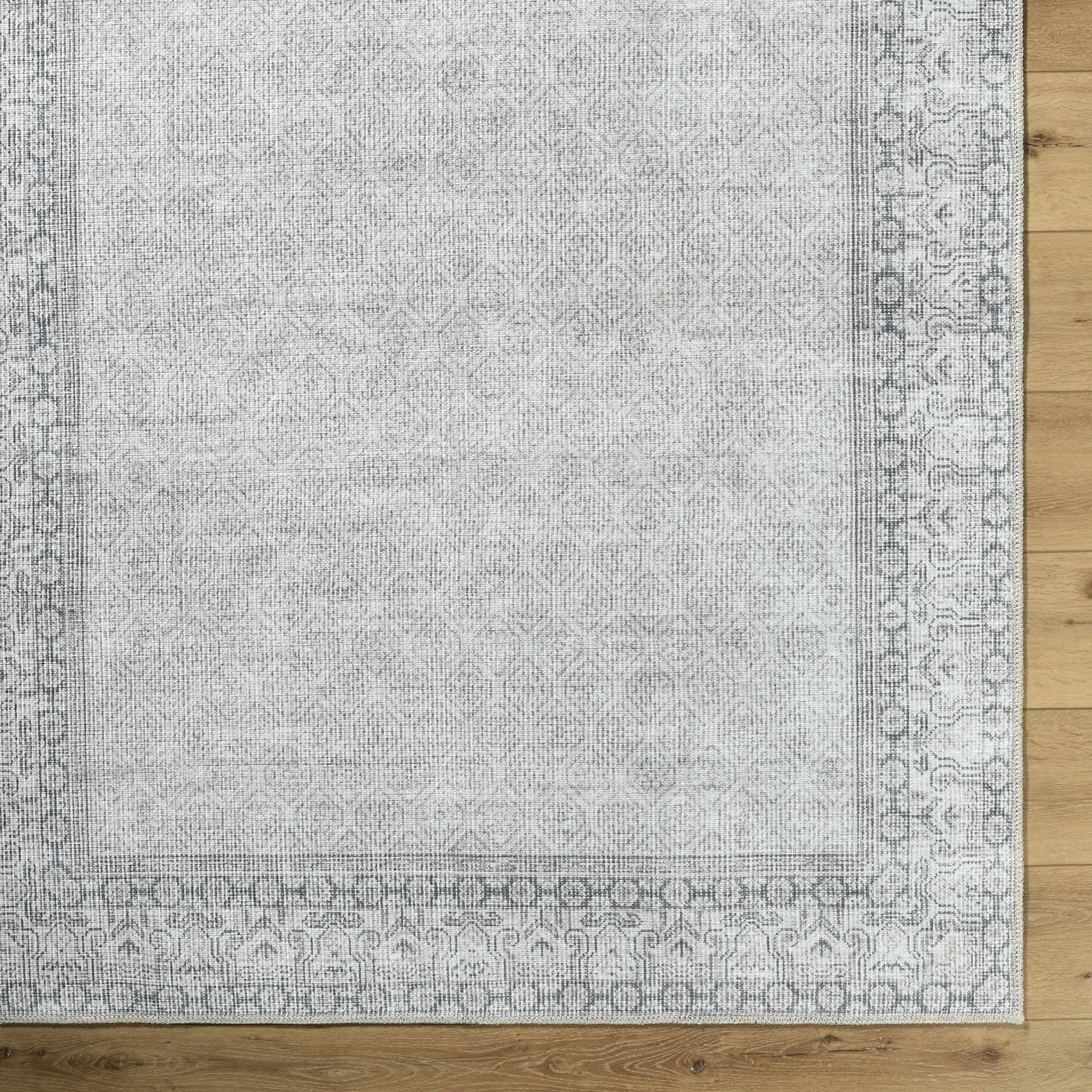 Rainier Cottage Border Gray Washable Rug | Our PNW Home X Livabliss by Boutique Rugs