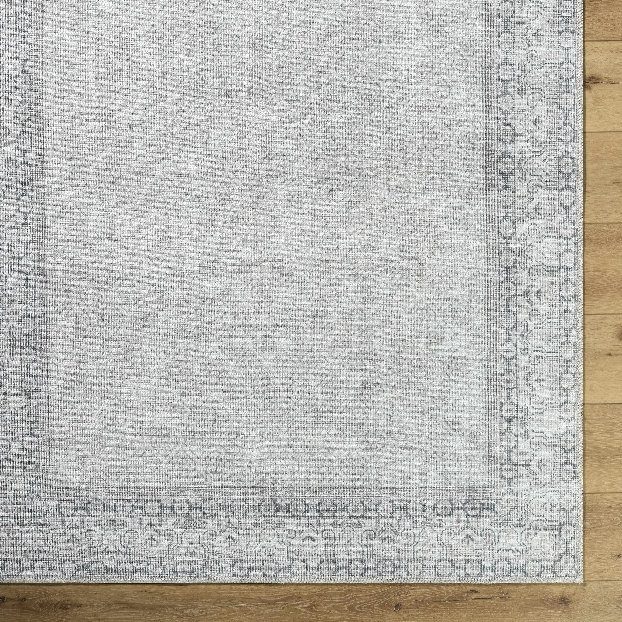 Rainier Cottage Border Gray Washable Rug | Our PNW Home X Livabliss by Boutique Rugs