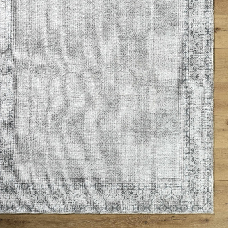 Rainier Cottage Border Gray Washable Rug | Our PNW Home X Livabliss by Boutique Rugs