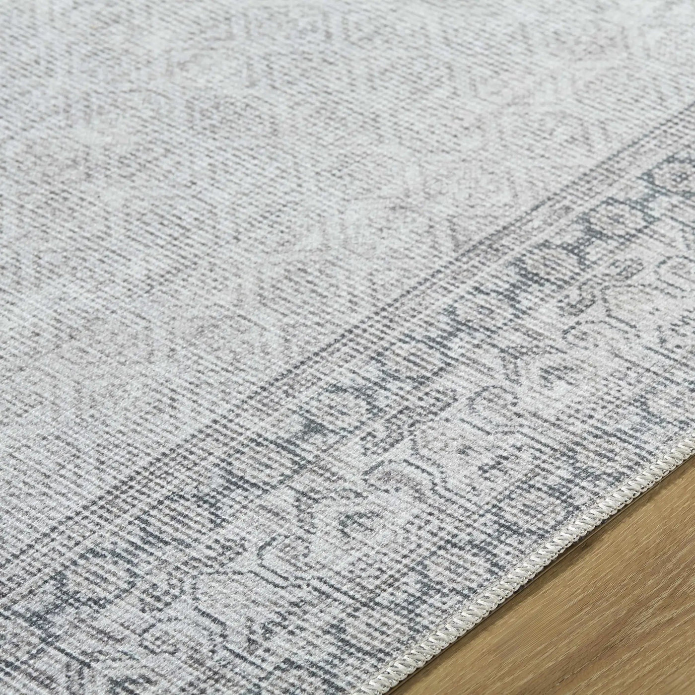 Rainier Cottage Border Gray Washable Rug | Our PNW Home X Livabliss by Boutique Rugs