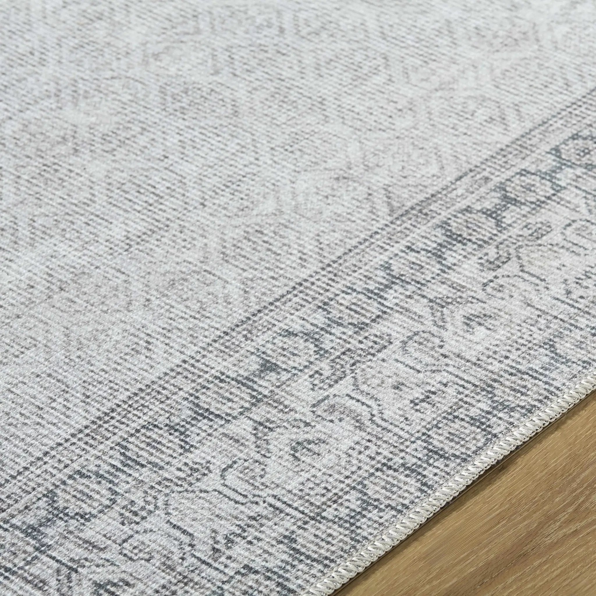 Rainier Cottage Border Gray Washable Rug | Our PNW Home X Livabliss by Boutique Rugs