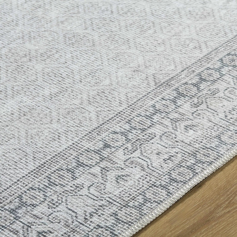 Rainier Cottage Border Gray Washable Rug | Our PNW Home X Livabliss by Boutique Rugs