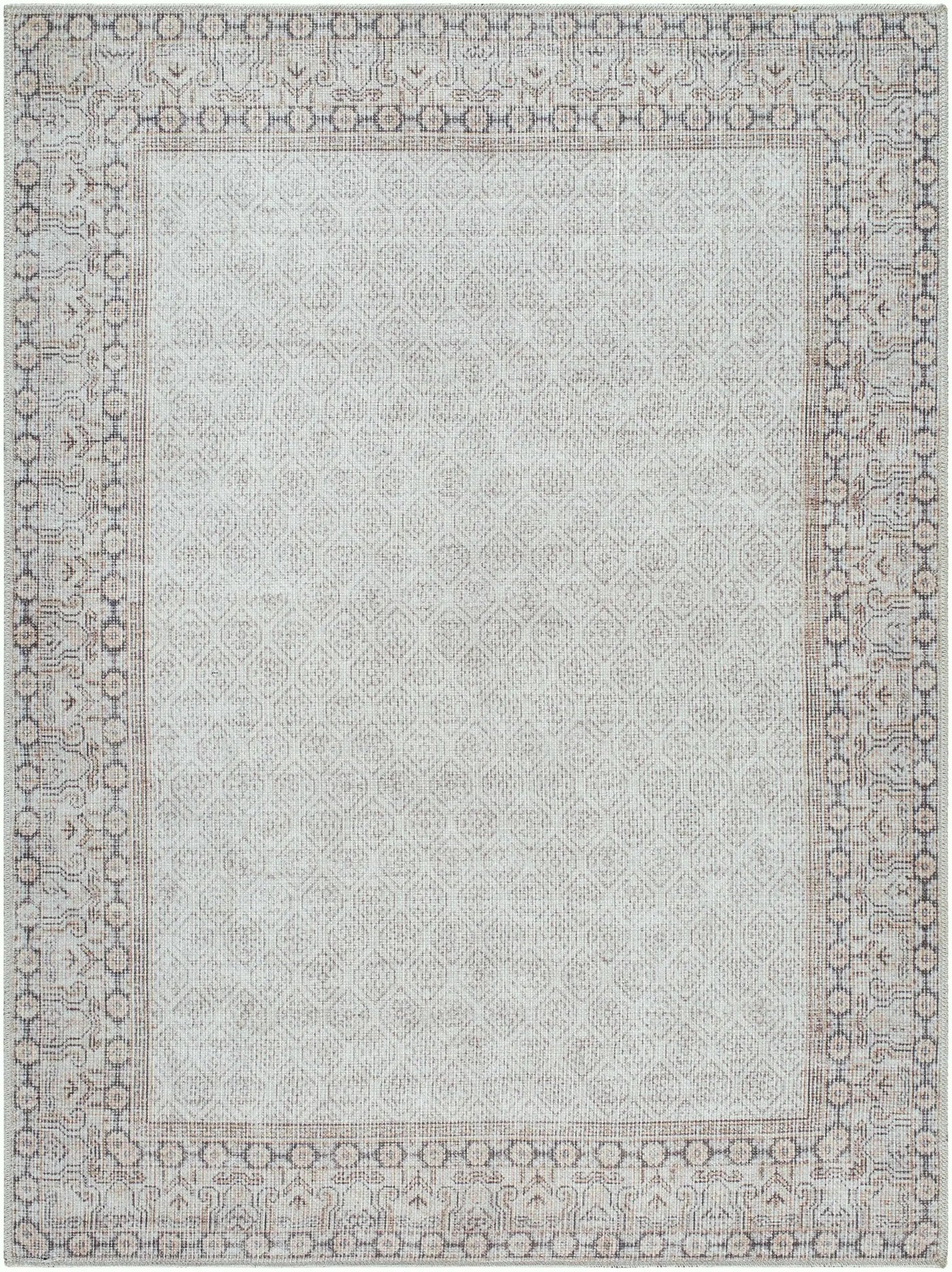 Rainier Cottage Border Beige Washable Rug | Our PNW Home X Livabliss by Boutique Rugs