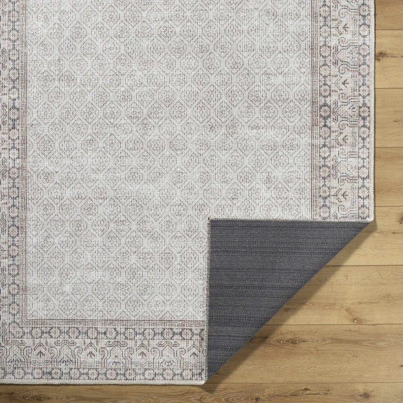Rainier Cottage Border Beige Washable Rug | Our PNW Home X Livabliss by Boutique Rugs