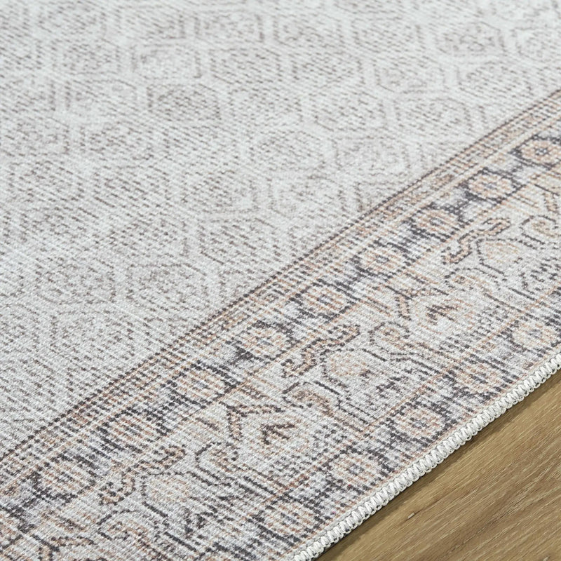Rainier Cottage Border Beige Washable Rug | Our PNW Home X Livabliss by Boutique Rugs
