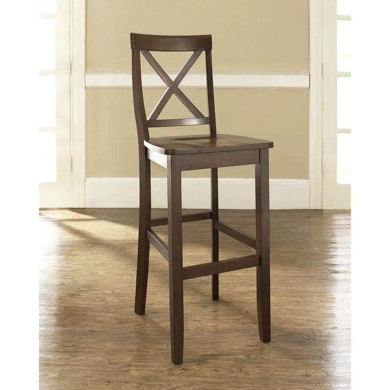 Set of 2 - X-Back 30-inch Solid Wood Barstool in Mahogany Finish by HomePacific