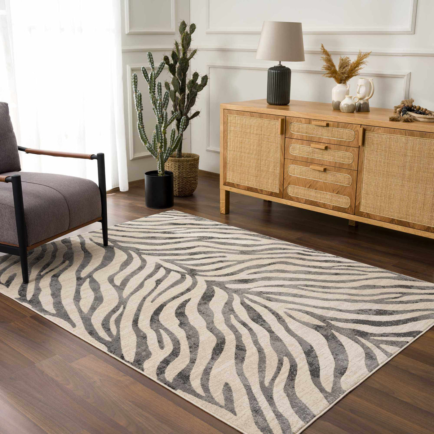 Gray Ecorse Zebra Print Area Rug by Boutique Rugs