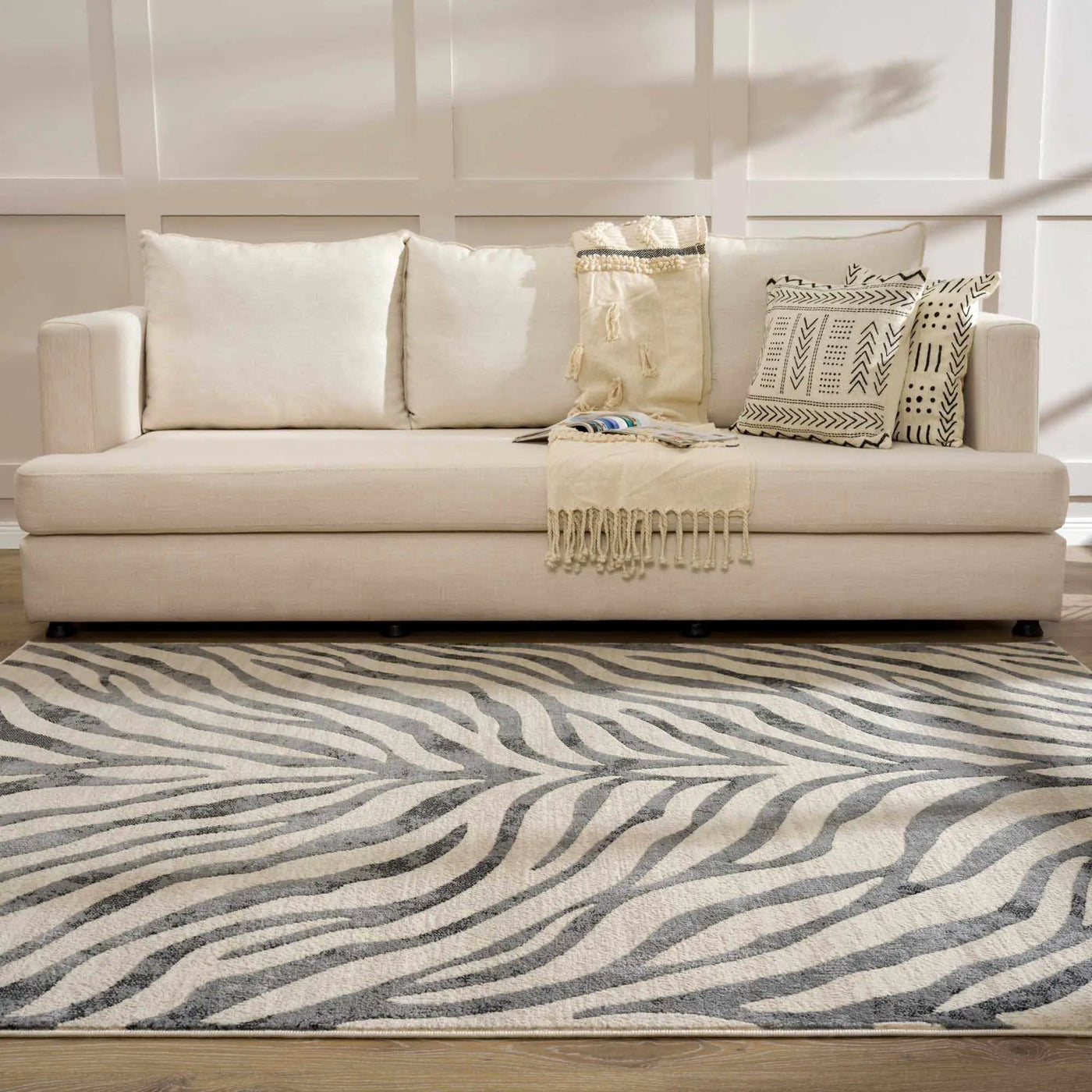 Gray Ecorse Zebra Print Area Rug by Boutique Rugs