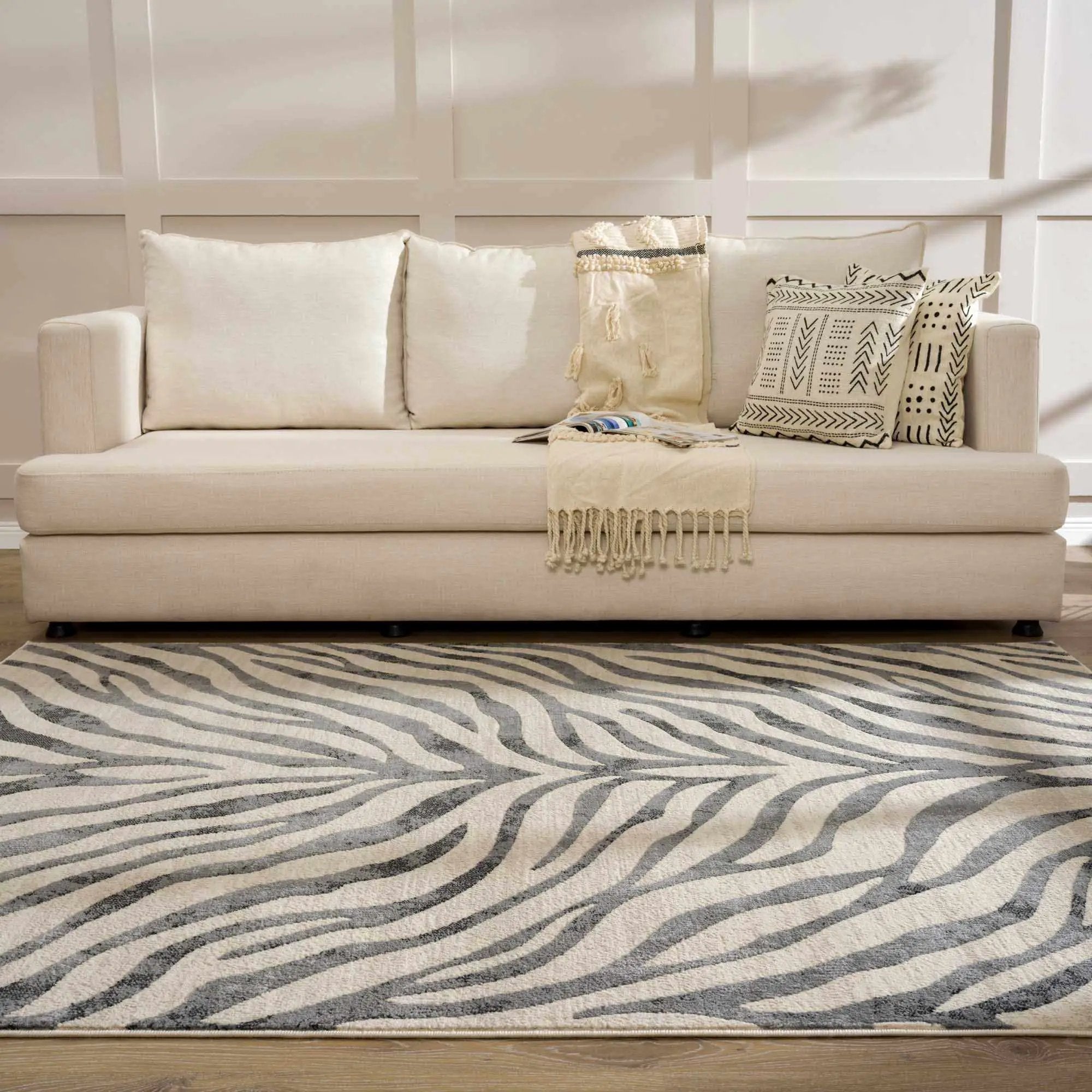 Gray Ecorse Zebra Print Area Rug by Boutique Rugs