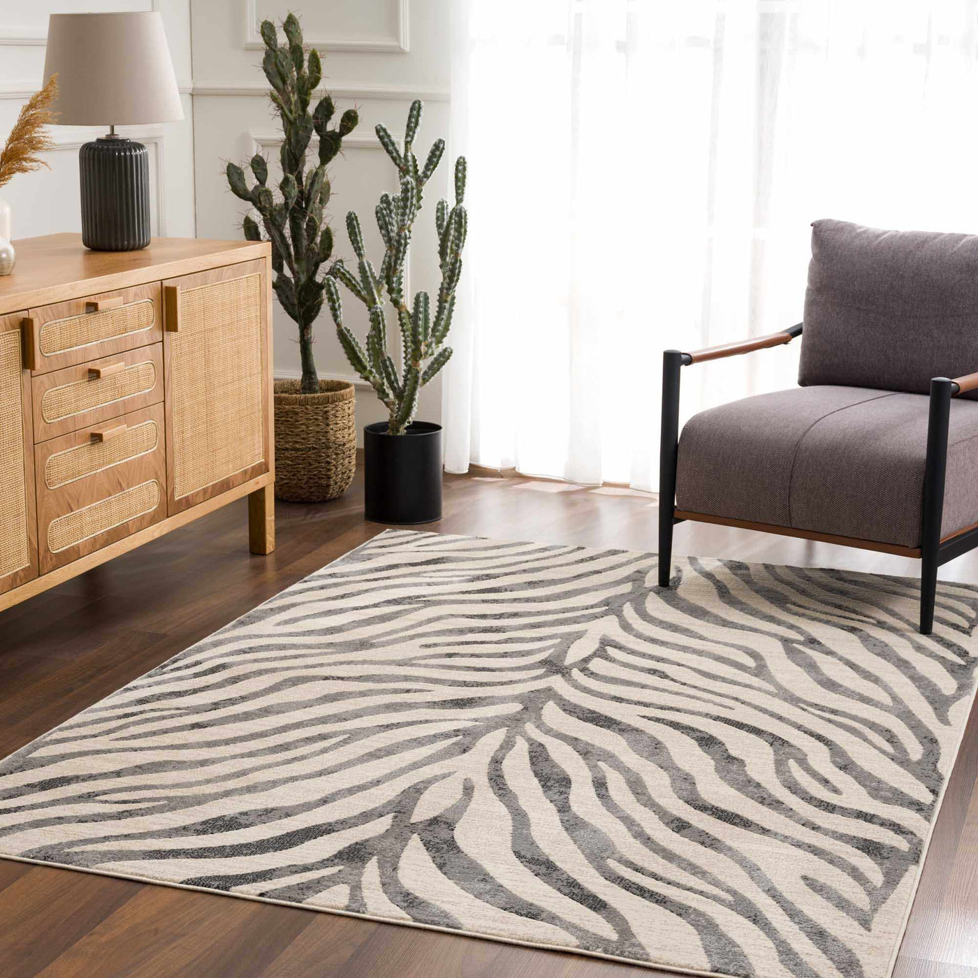 Gray Ecorse Zebra Print Area Rug by Boutique Rugs