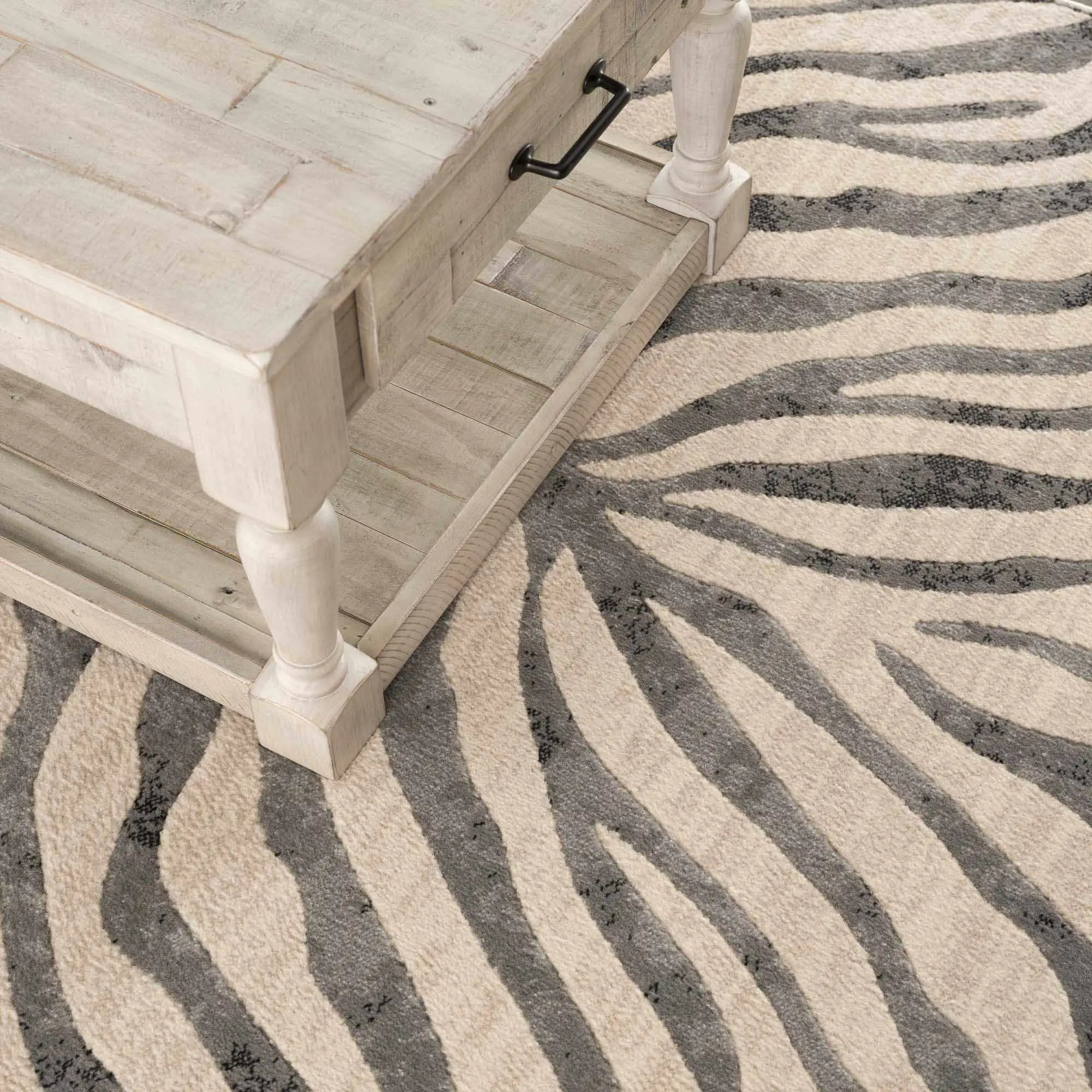 Gray Ecorse Zebra Print Area Rug by Boutique Rugs