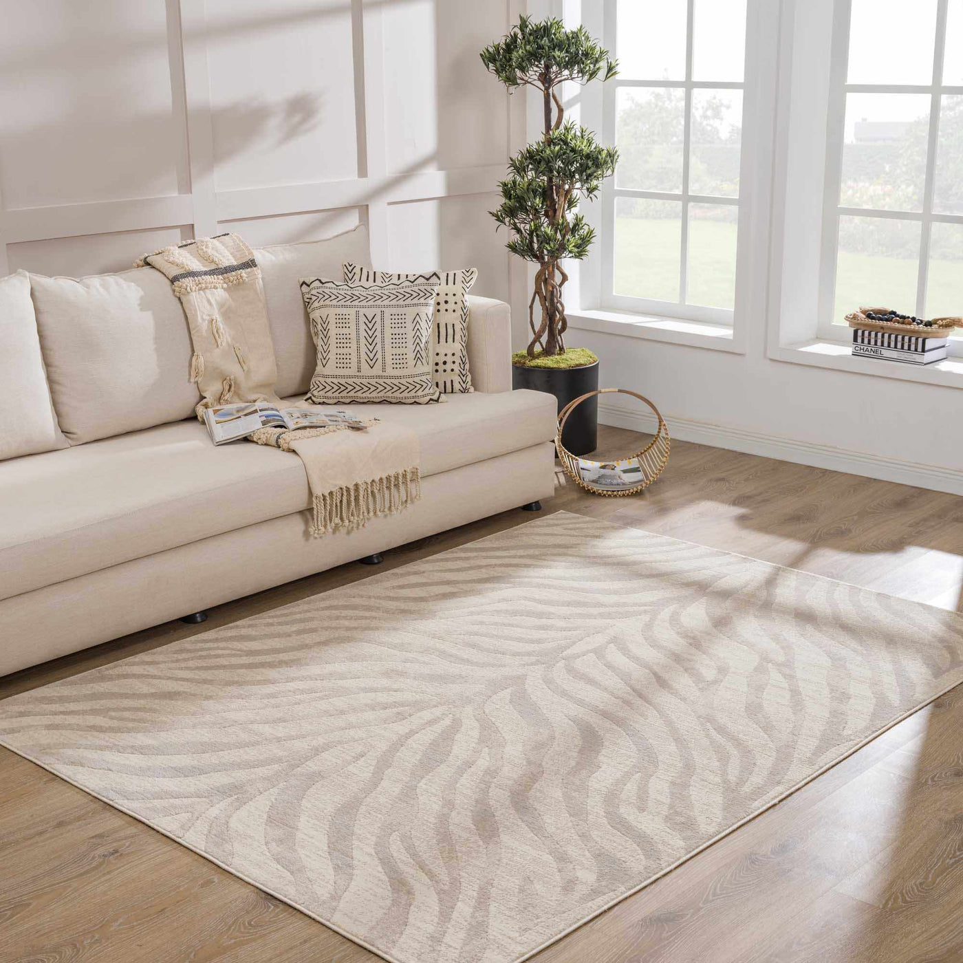 Beige Manteca Zebra Print Area Rug by Boutique Rugs