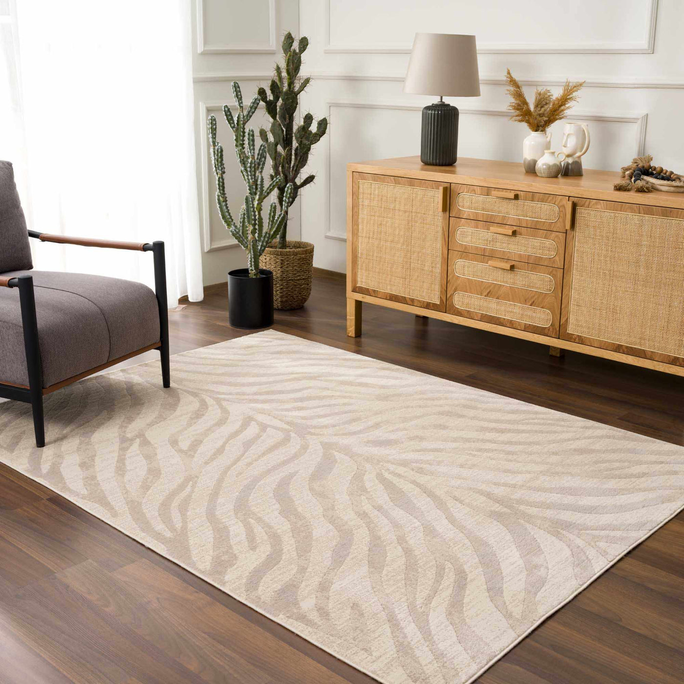 Beige Manteca Zebra Print Area Rug by Boutique Rugs