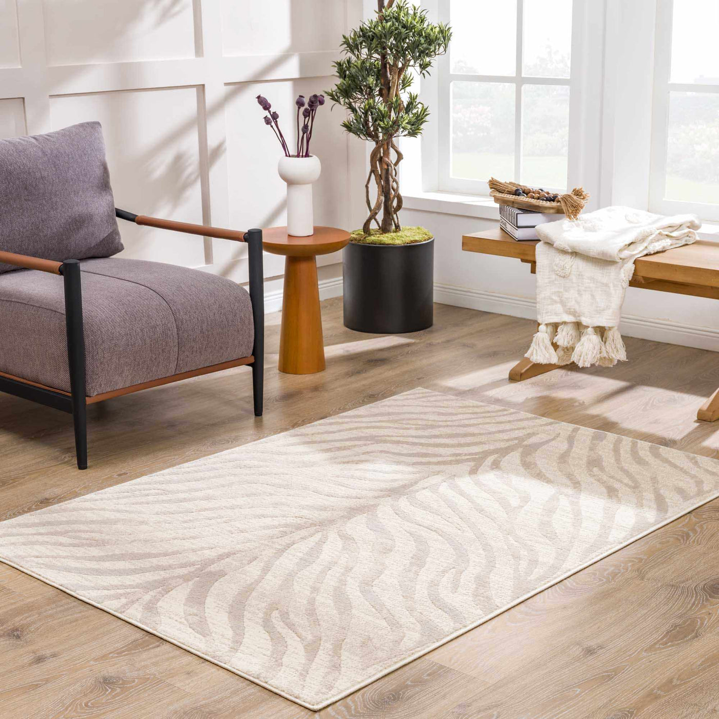Beige Manteca Zebra Print Area Rug by Boutique Rugs