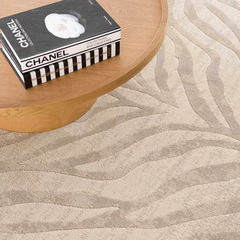 Beige Manteca Zebra Print Area Rug by Hauteloom