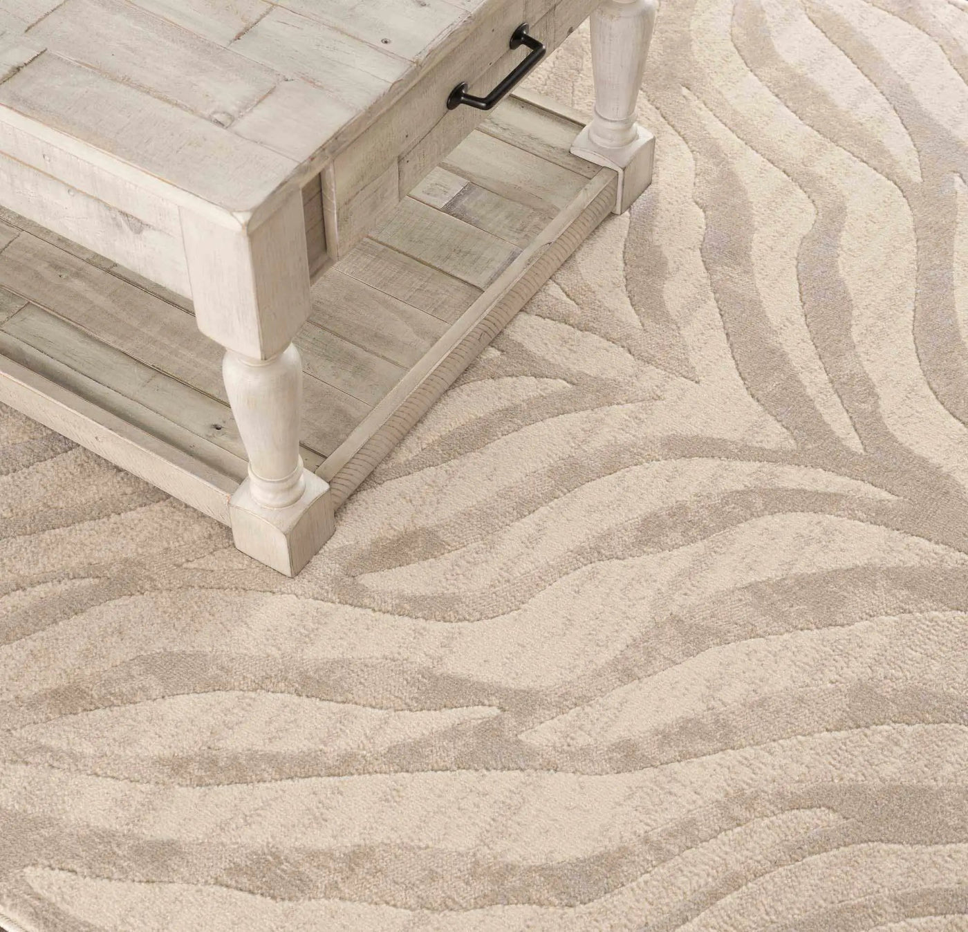 Beige Manteca Zebra Print Area Rug by Hauteloom