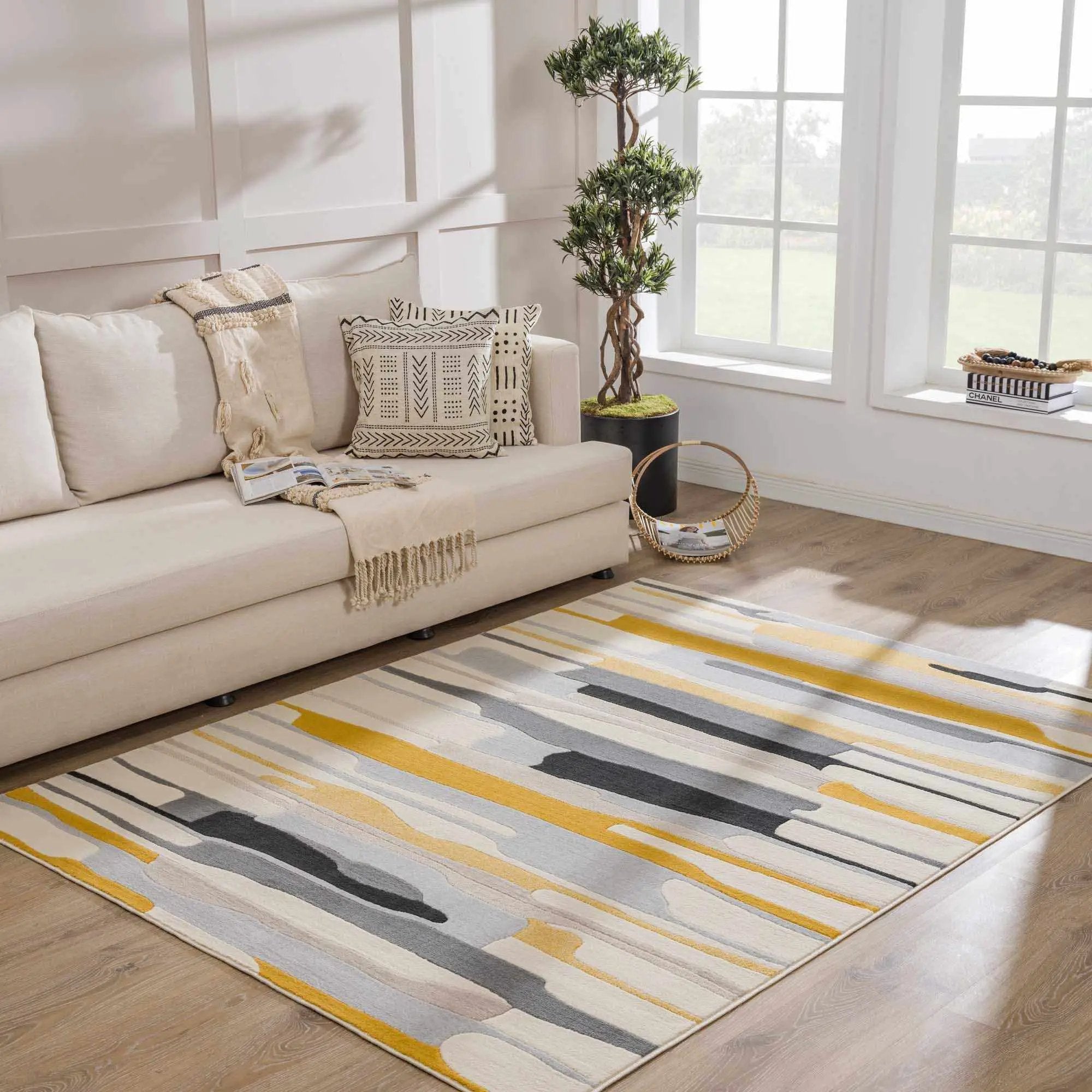 Southfields Mustard Modern Rug by Boutique Rugs