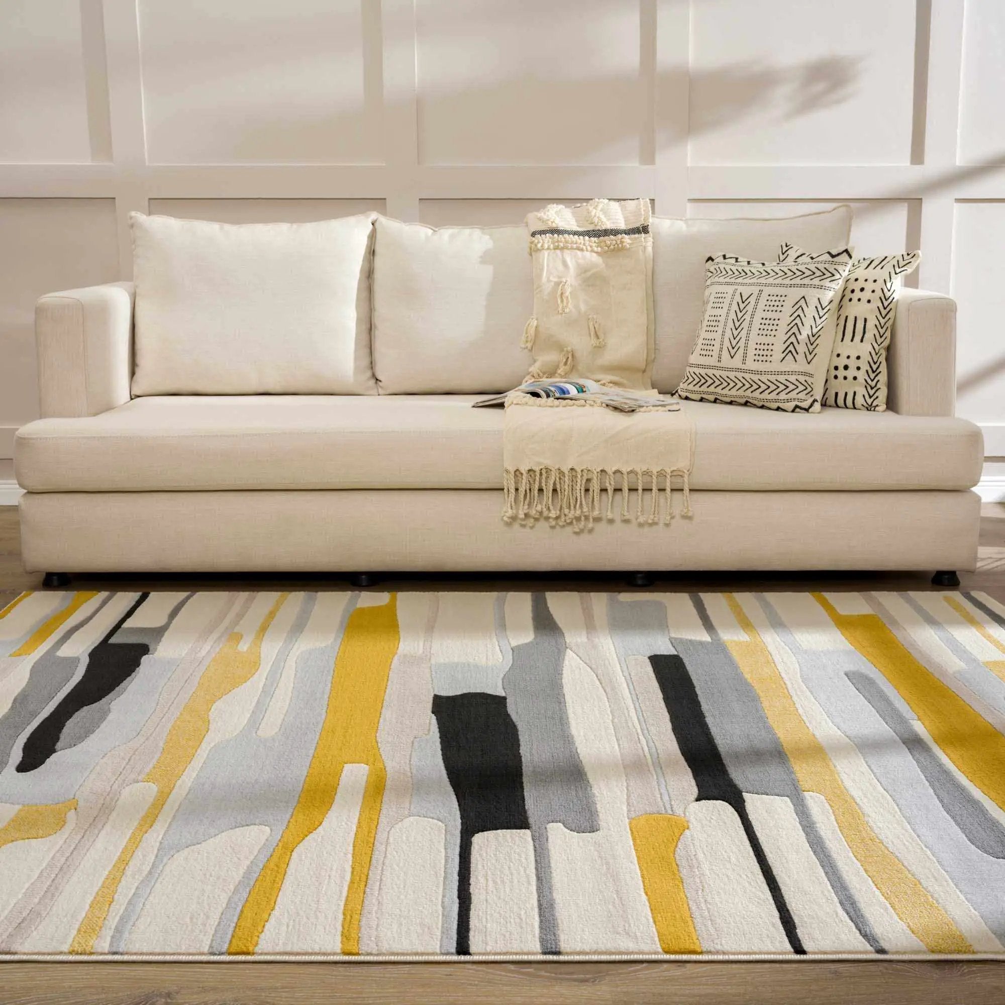 Southfields Mustard Modern Rug by Boutique Rugs