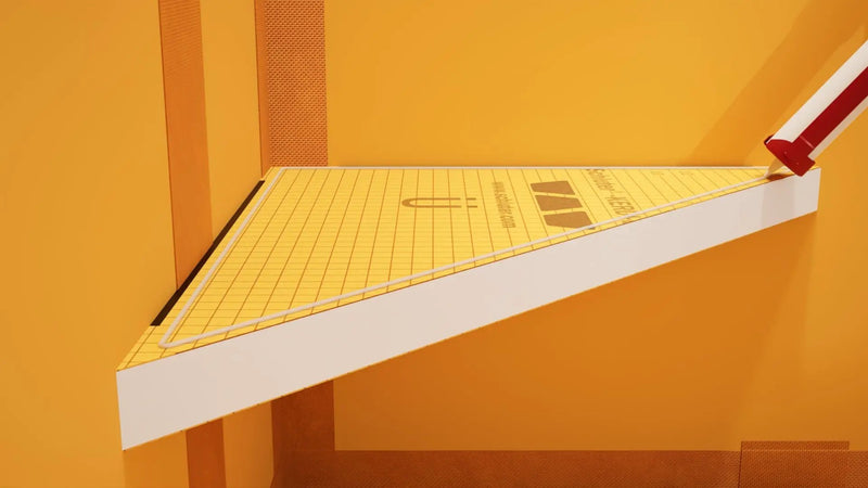 The Original Floating Corner Shower Bench Kit™ with Orange Waterproof Board by The Original Granite Bracket
