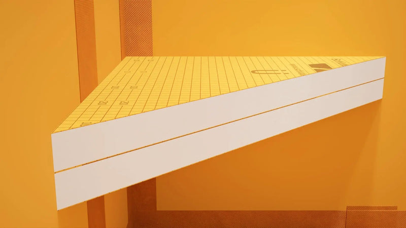 The Original Floating Corner Shower Bench Kit™ with Orange Waterproof Board by The Original Granite Bracket