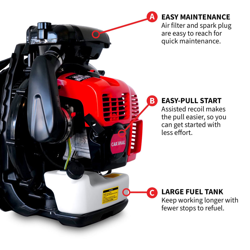 Cardinal 79.9cc Backpack Leaf Blower 920 CFM 206 MPH Gas Powered Professional Lawn Care Landscaping Yard Cleanup, photo 5 of 9