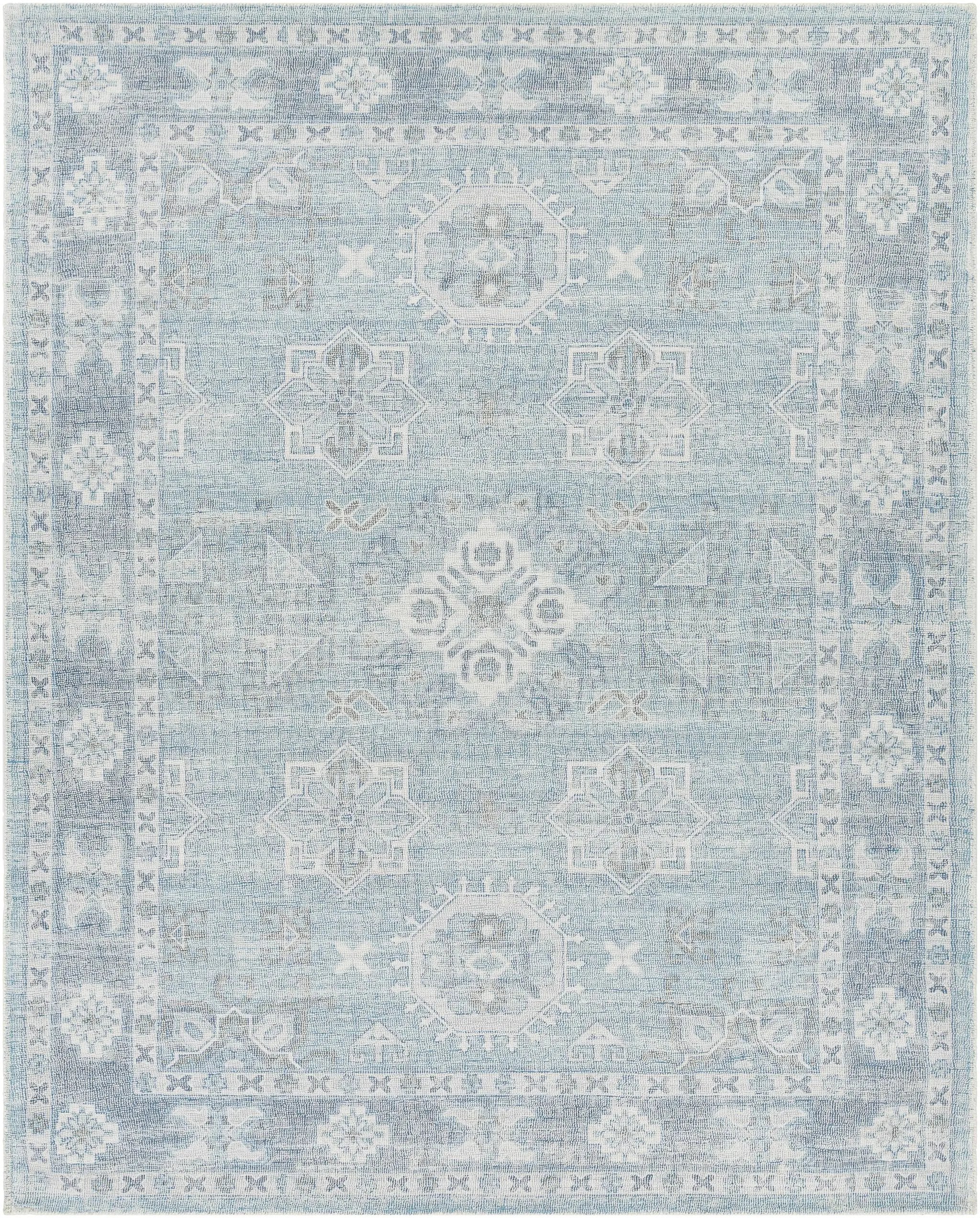 Calderbank Sky Blue Wool-Blend Area Rug by Boutique Rugs