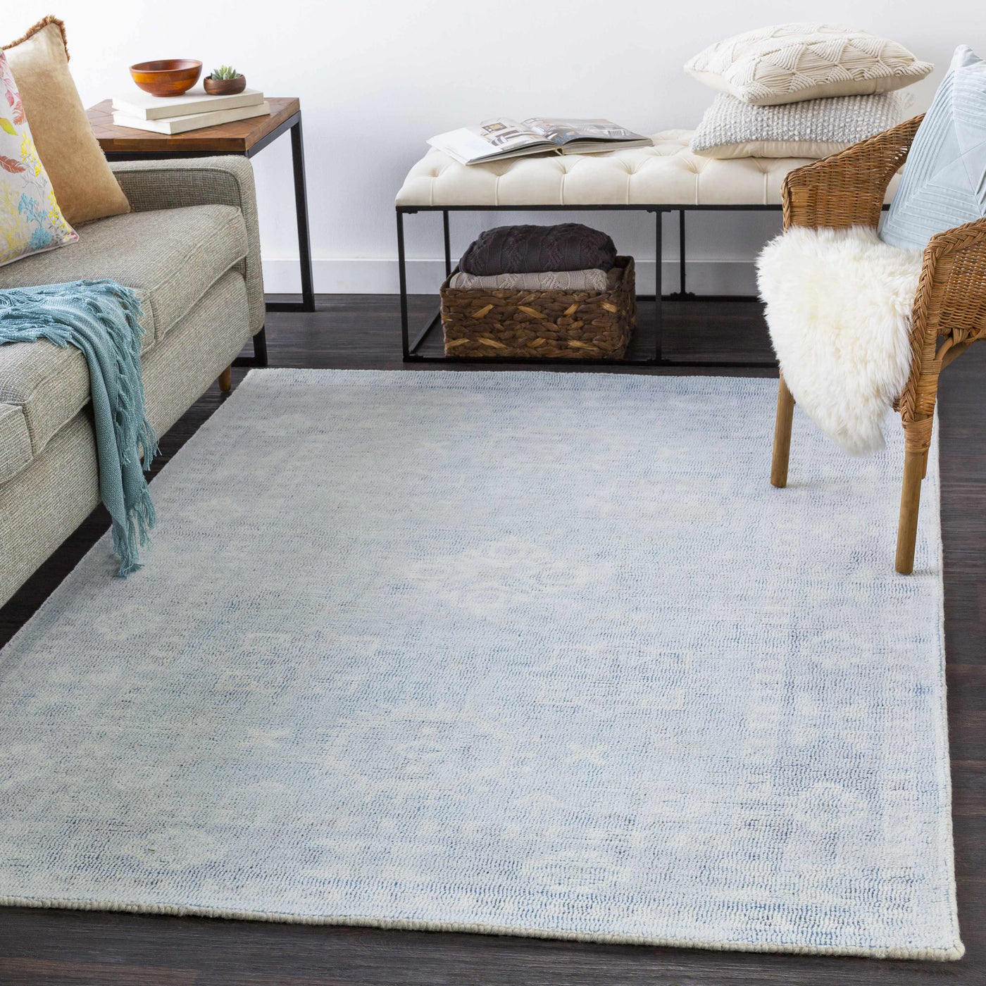 Calderbank Sky Blue Wool-Blend Area Rug by Boutique Rugs