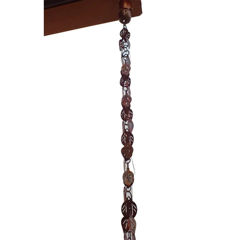 Pure Copper 8.5 Ft Leaves Rain Chain Rainwater Downspout by HomePacific