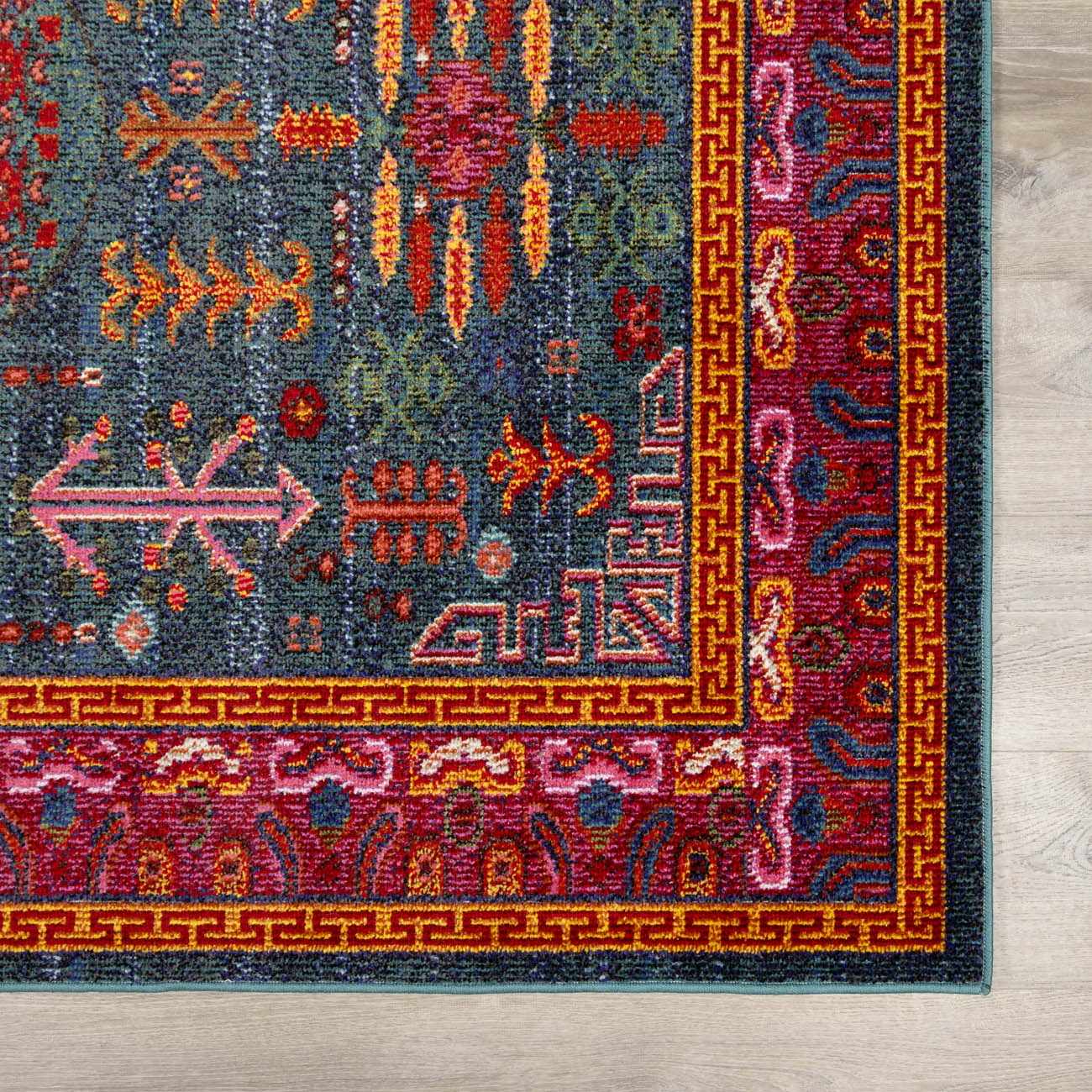 Cleveland Colorful Traditional Area Rug - Teal, Aqua, Navy by Boutique Rugs