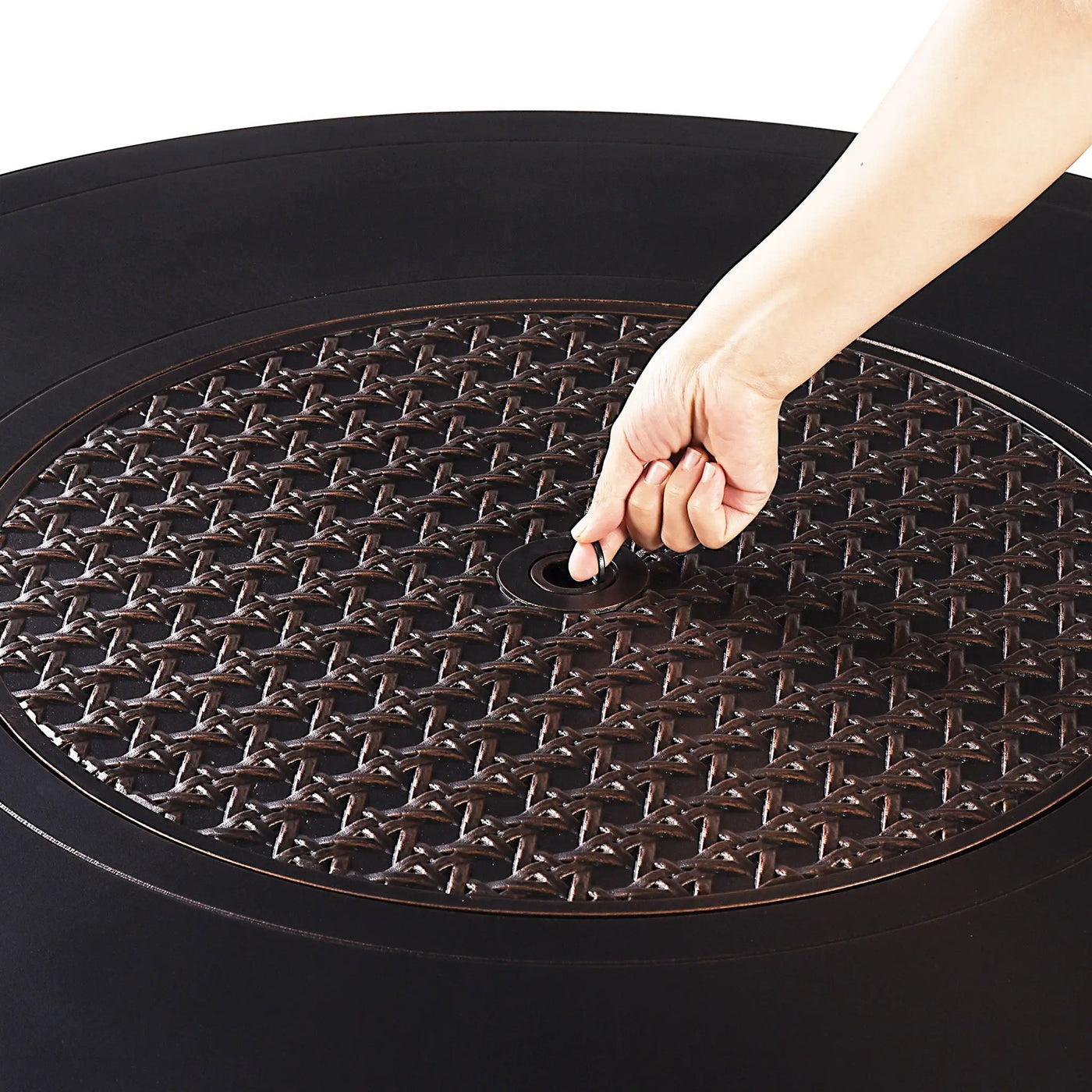 Aluminum 44-in Round Propane Fire Table with Beads, Covers and Lid by Sharicks