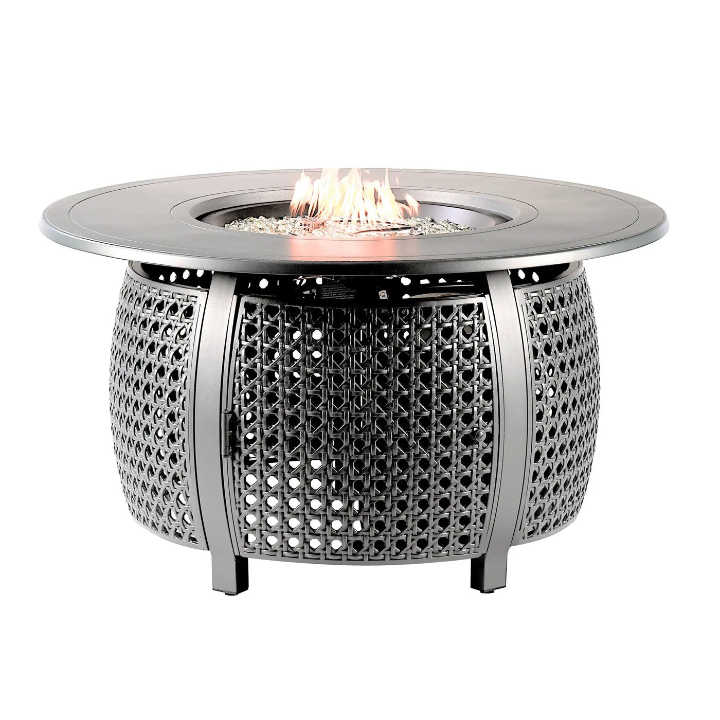 Aluminum 44-in Round Propane Fire Table with Beads, Covers and Lid by Sharicks