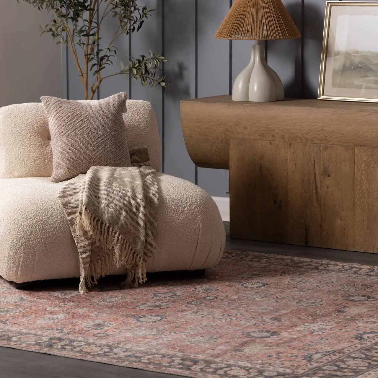 Ganyangan Red Washable Rug by Boutique Rugs