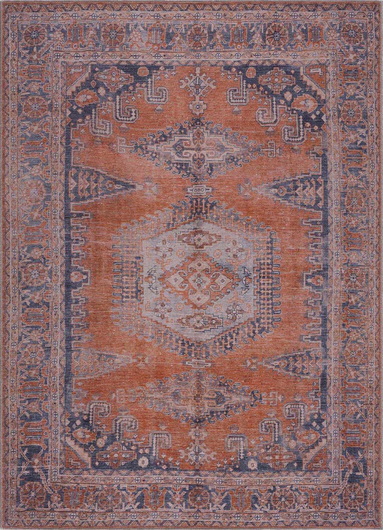 Burnt Orange Taber Medallion Washable Area Rug by Hauteloom
