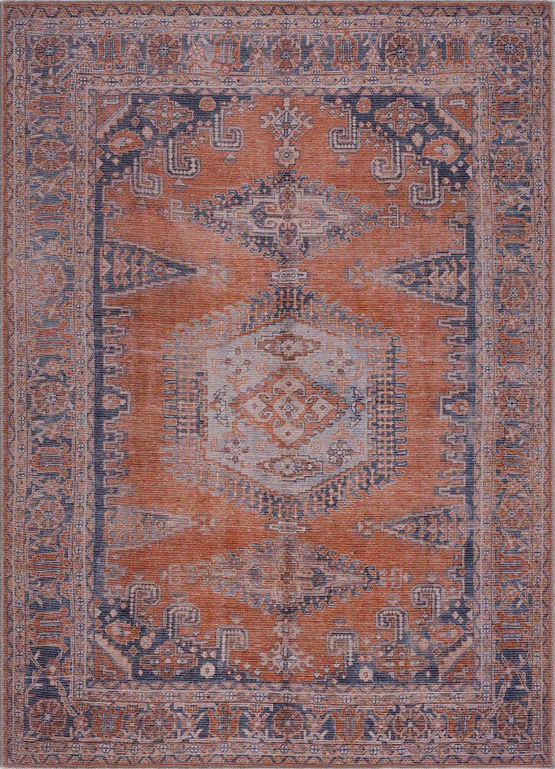 Burnt Orange Taber Medallion Washable Area Rug by Hauteloom