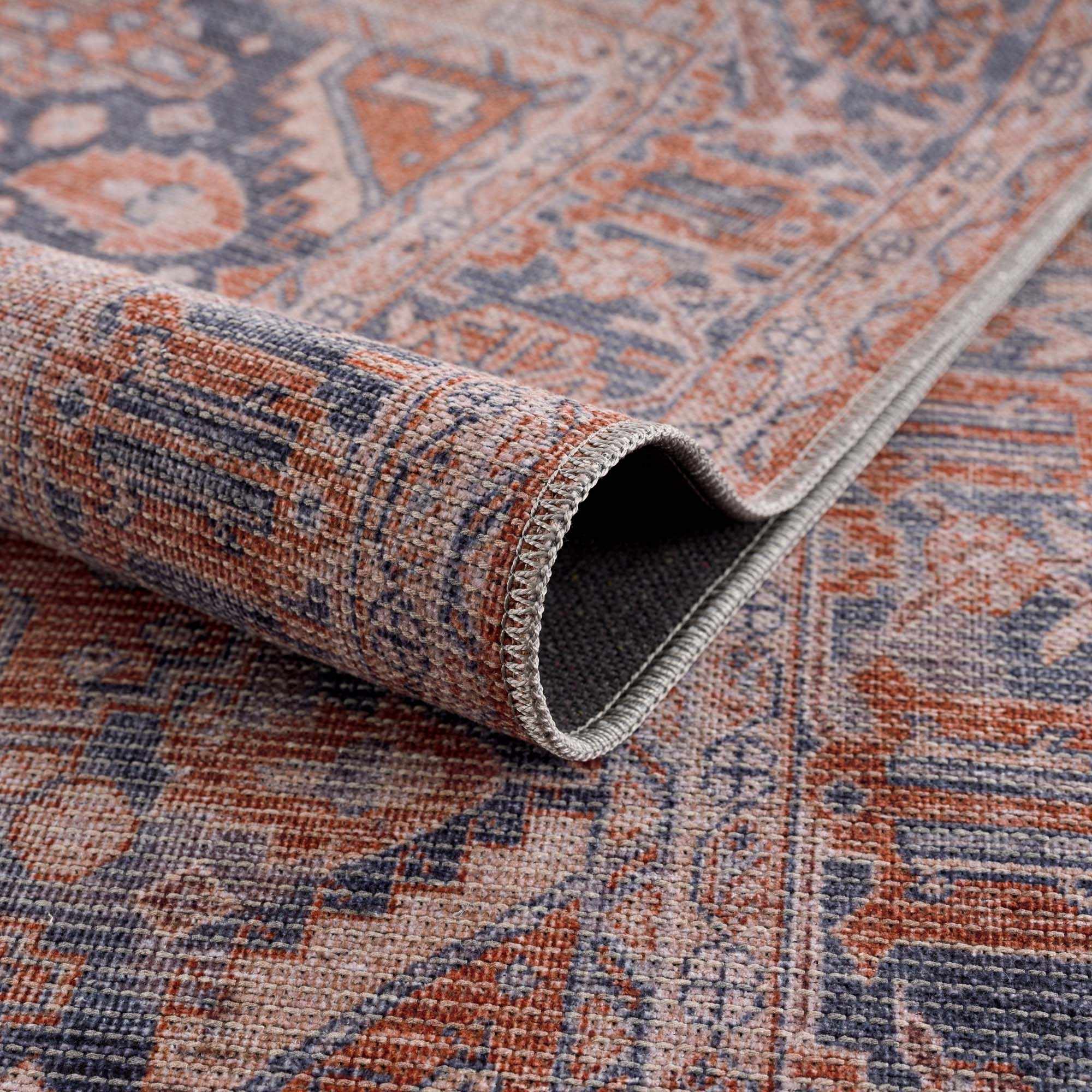Burnt Orange Taber Medallion Washable Area Rug by Hauteloom