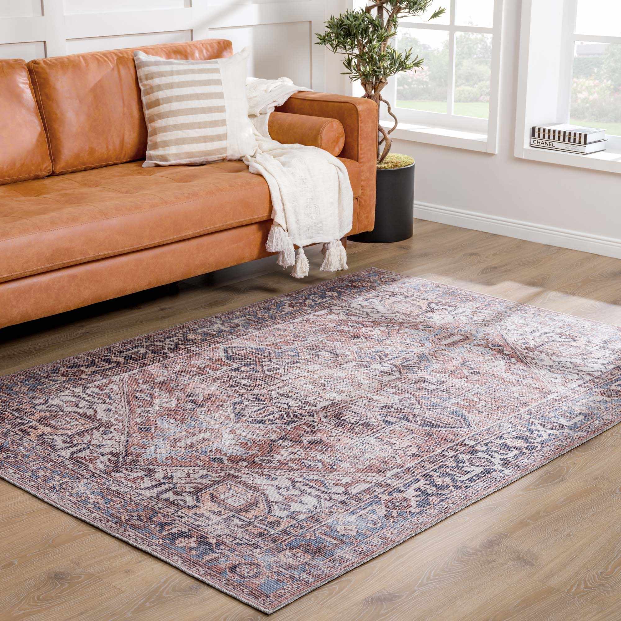 Viho Vintage Flat Pile Washable Rug - Clearance by Boutique Rugs