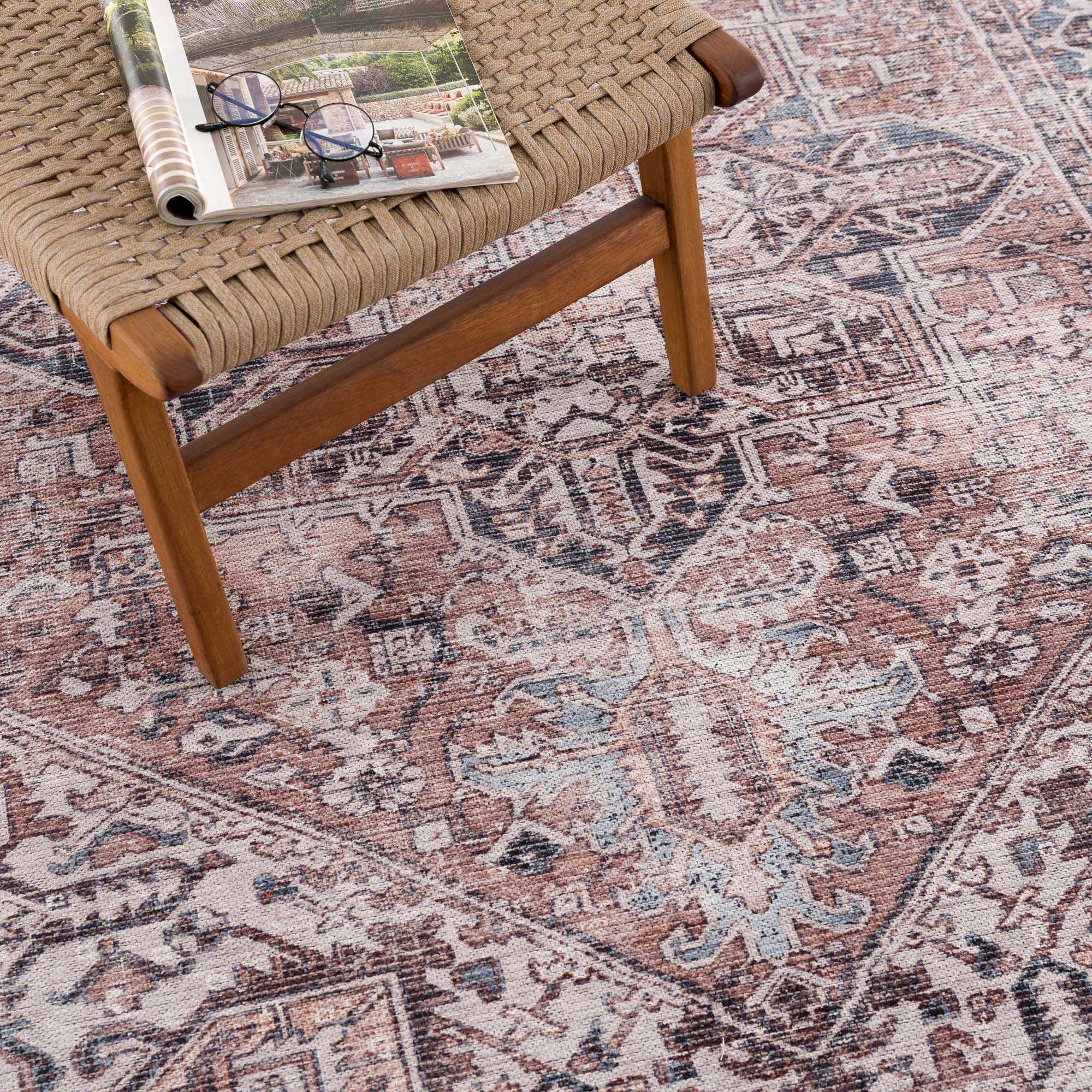Viho Vintage Flat Pile Washable Rug - Clearance by Boutique Rugs