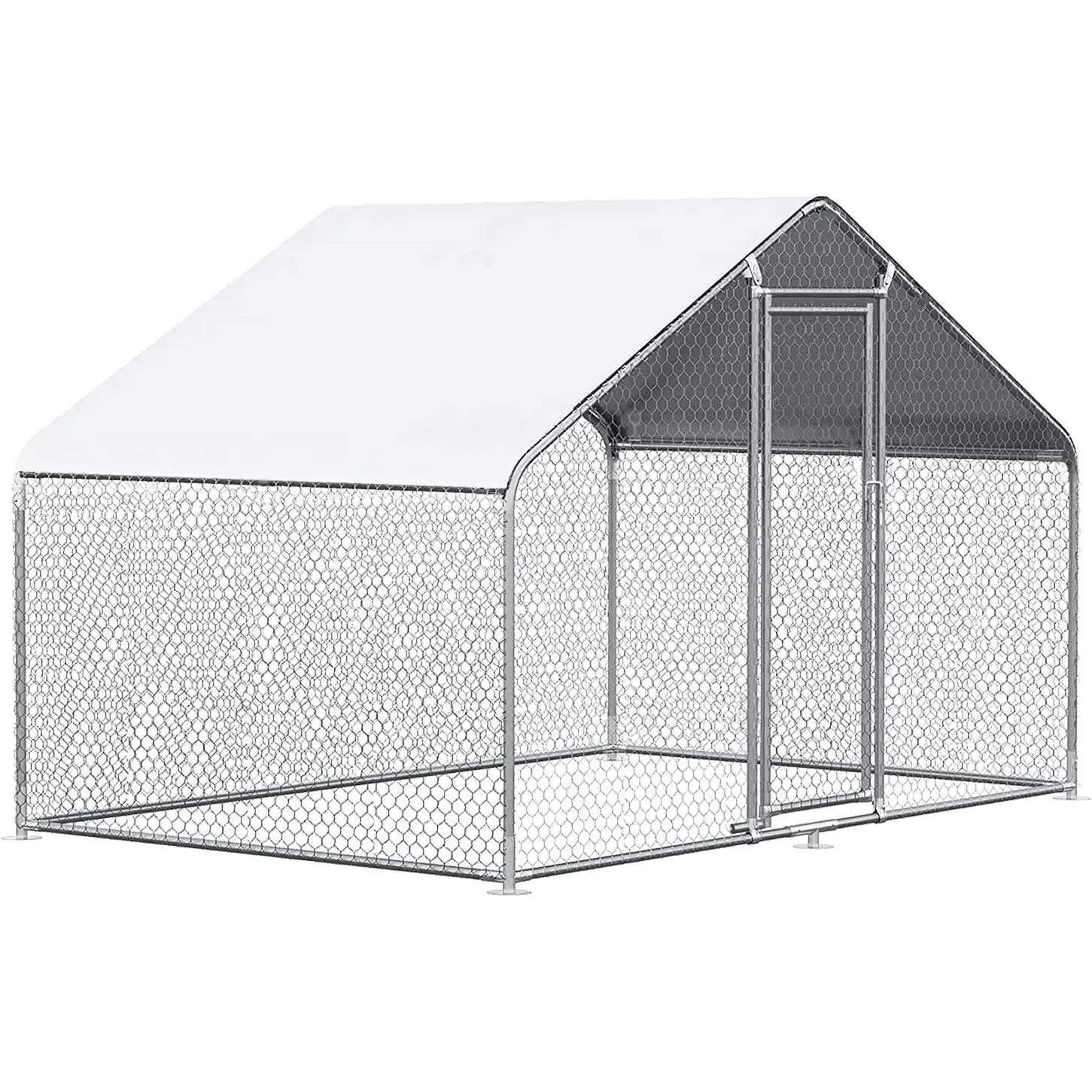 9.8 Ft x 6.5 Ft. Large Metal Outdoor Walk-in Chicken Coop with Waterproof Cover by HomePacific
