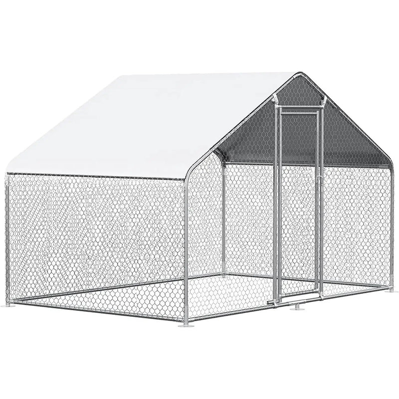 9.8 Ft x 6.5 Ft. Large Metal Outdoor Walk-in Chicken Coop with Waterproof Cover by HomePacific
